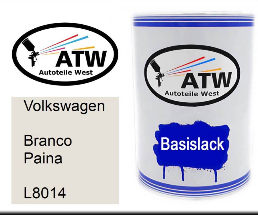 Volkswagen, Branco Paina, L8014: 500ml Lackdose, von ATW Autoteile West.